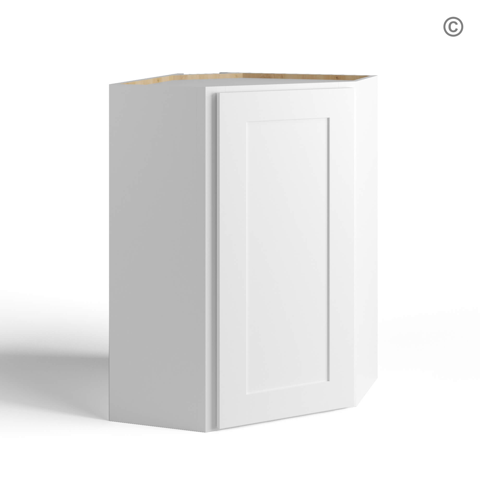 White Shaker 24 Diagonal Corner Wall Cabinet, white kitchen cabinets, rta cabinets