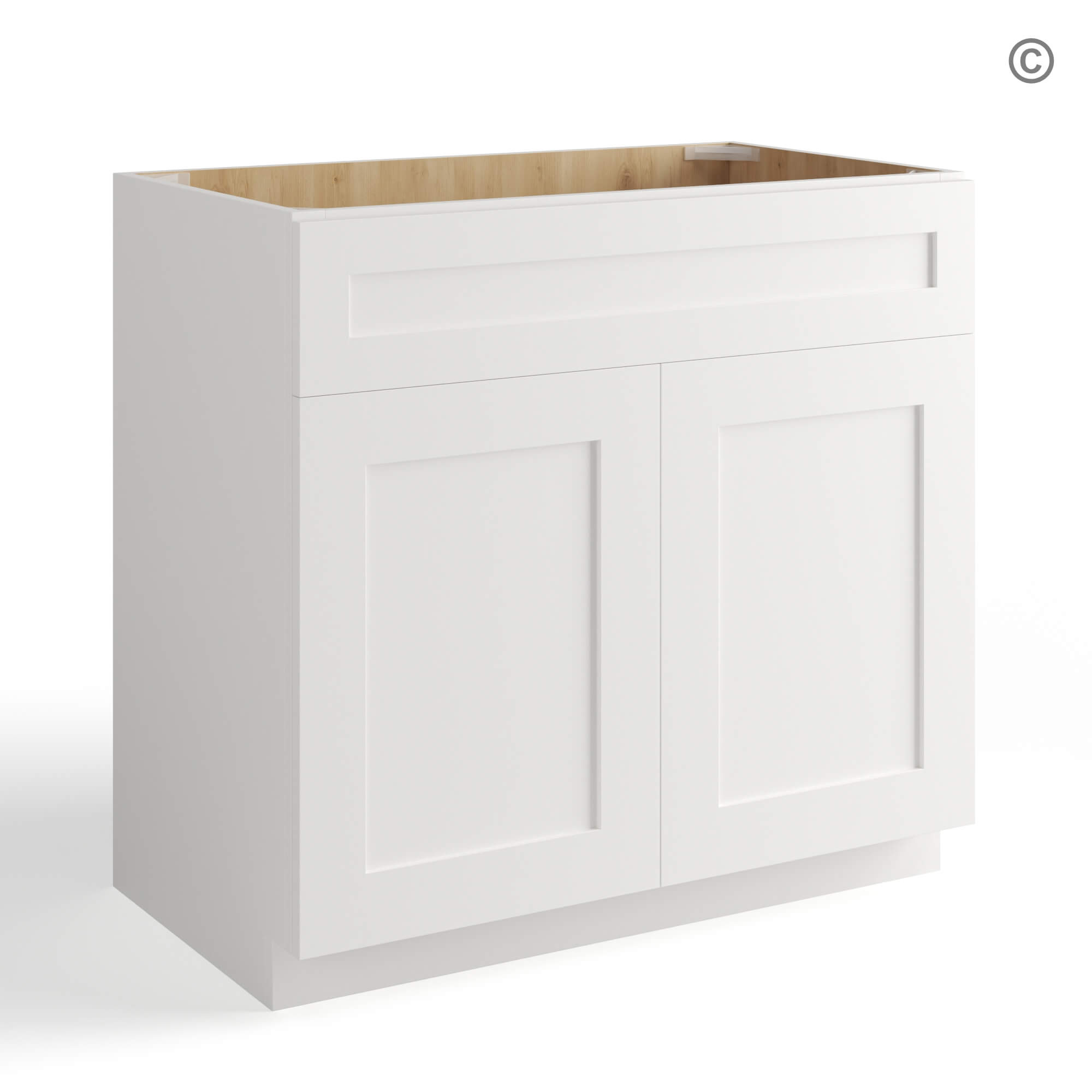 White Shaker Double Vanity Sink Base Cabinet, white kitchen cabinets, rta cabinets