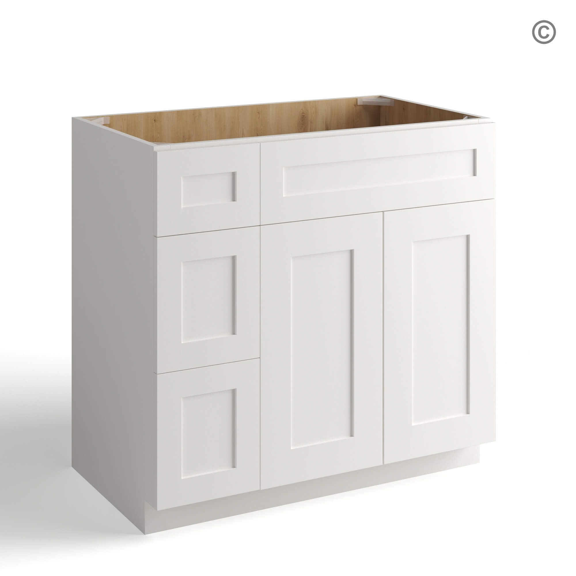 White Shaker 36 W Vanity Combo with Drawers