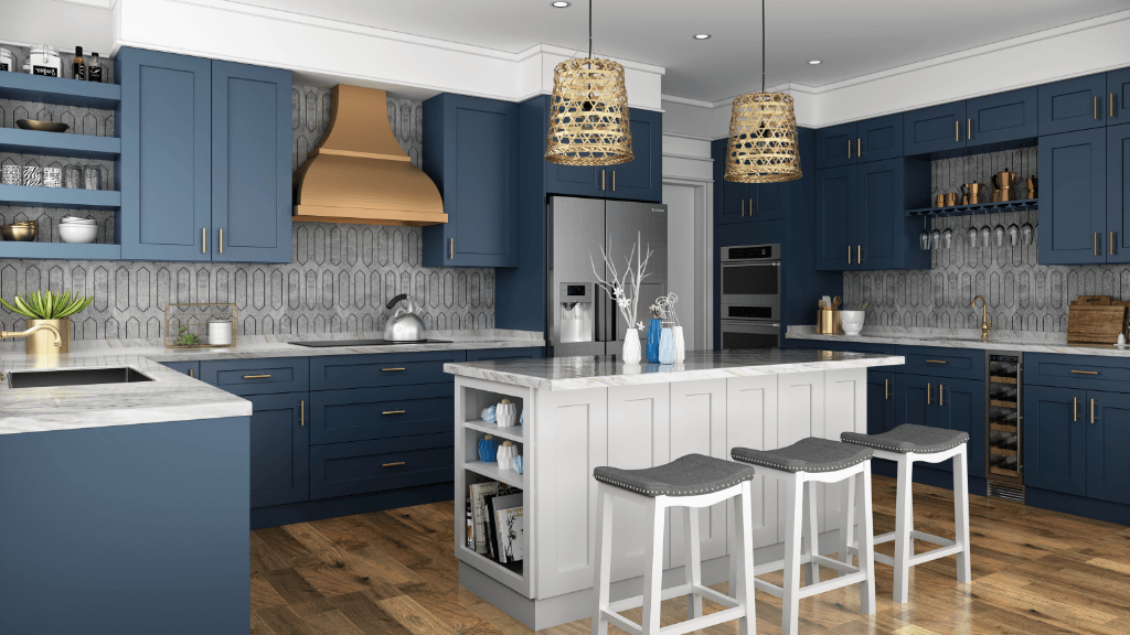 Navy Blue Shaker Cabinets, navy blue kitchen cabinets ideas