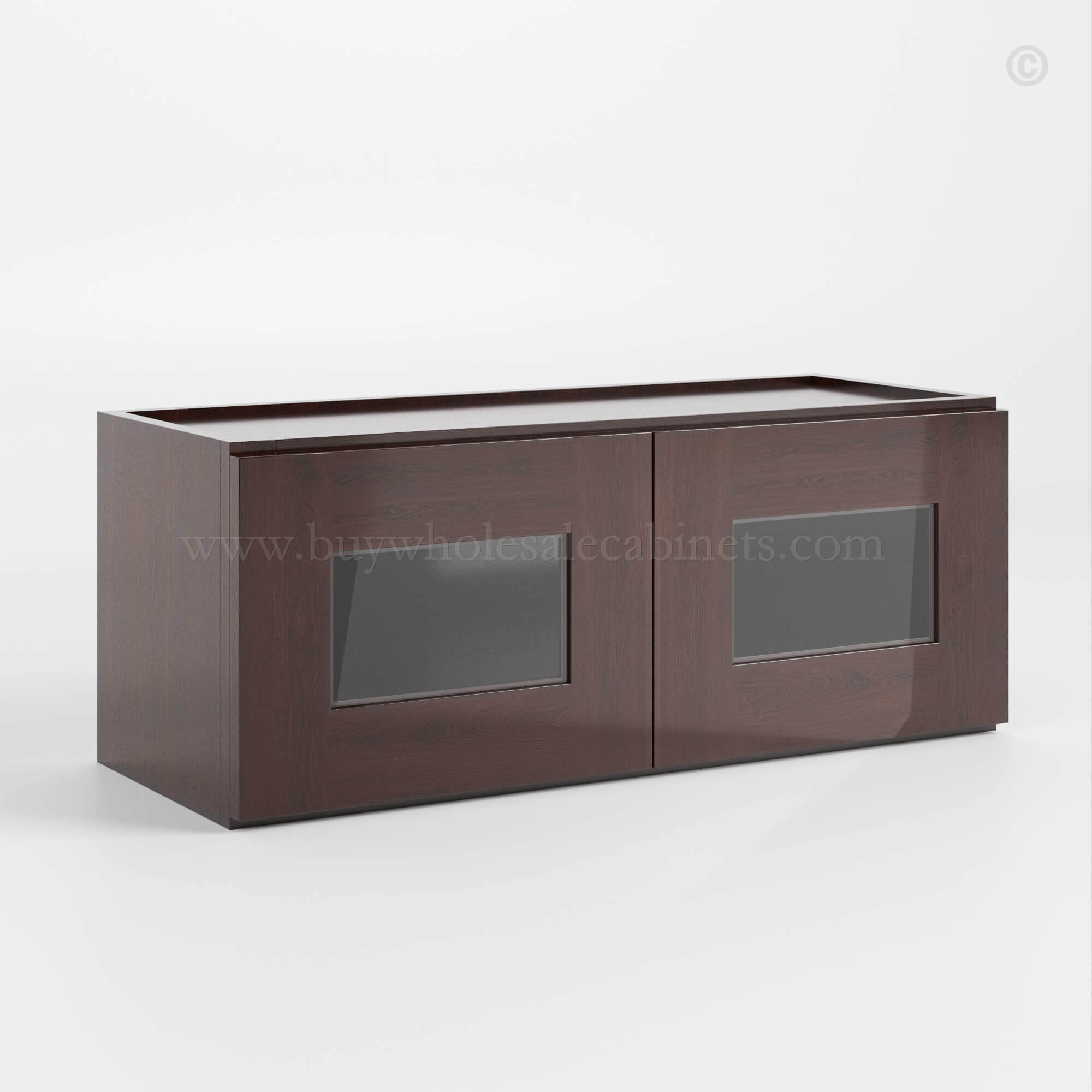 Shaker-Espresso-18-H-Double Door Wall-Cabinet-With-Glass-Doors Shaker Espresso 18 H Double Door Wall Cabinet With Glass Doors