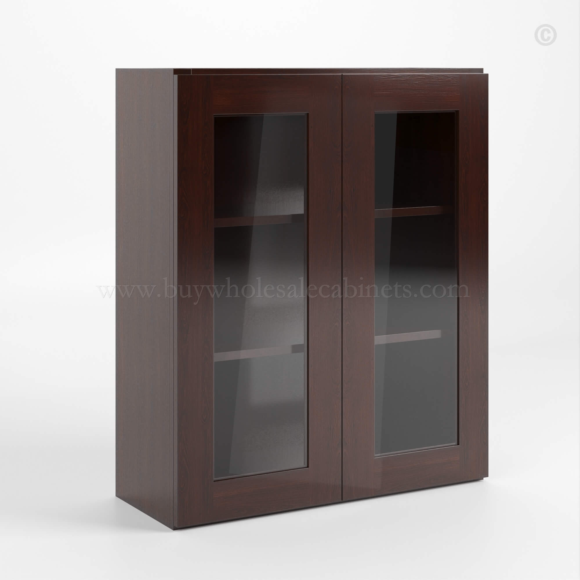 Shaker-Espresso-36-H-Double-Door-Wall-Cabinet-with-Glass-Doors Shaker Espresso 36 H Double Door Wall Cabinet with Glass Doors