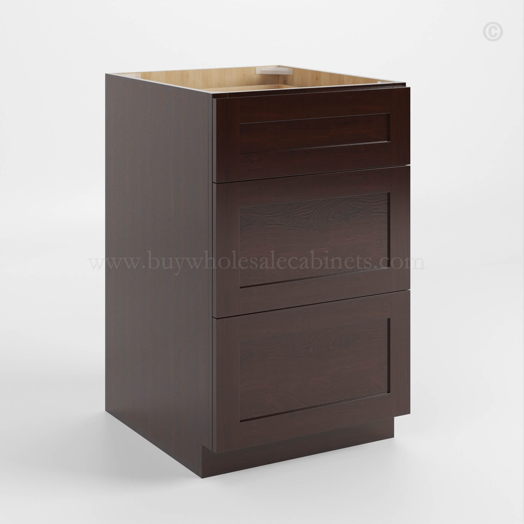 Shaker Espresso Three Drawer Base