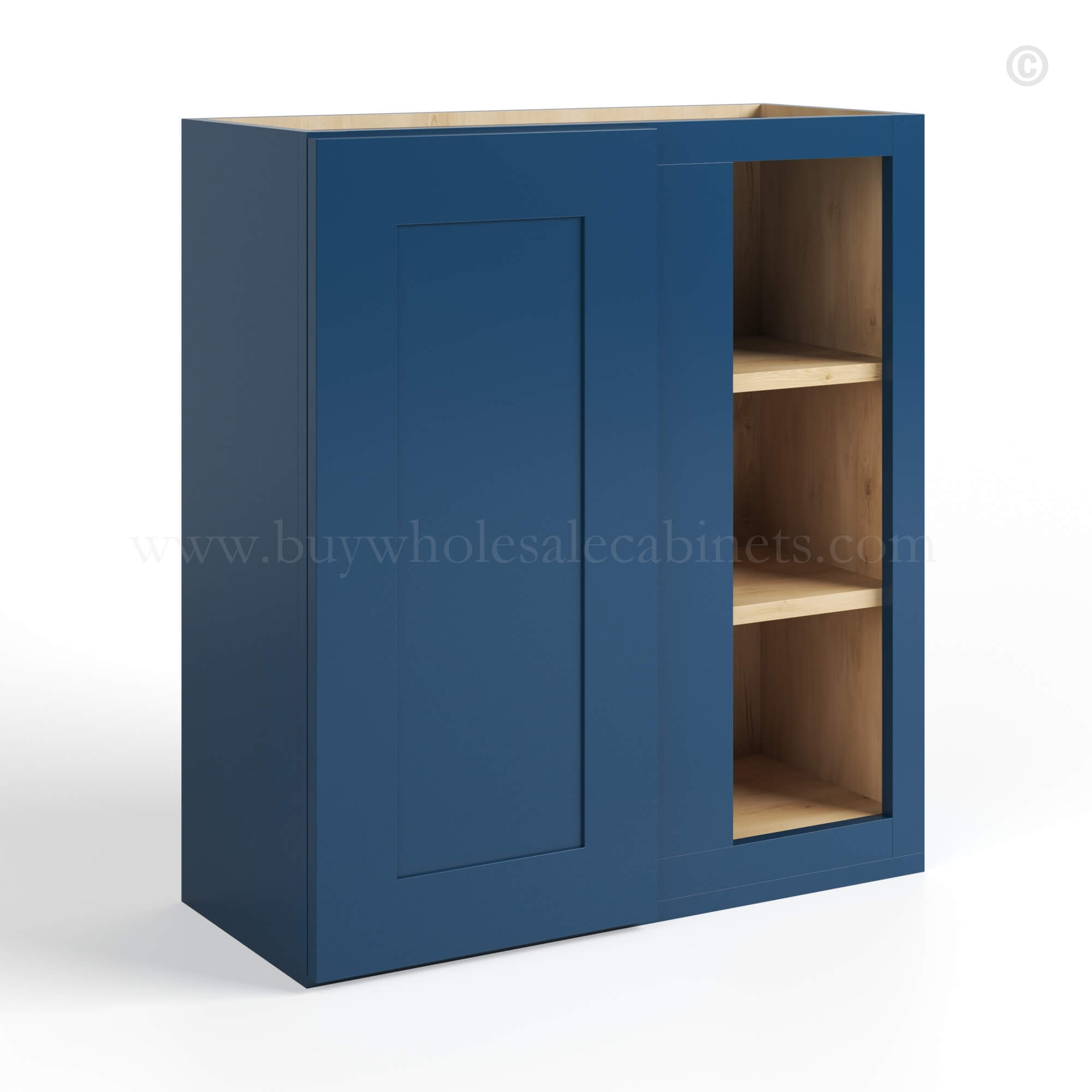 W closed Navy blue Navy Blue Shaker 30 H Wall Blind Cabinet
