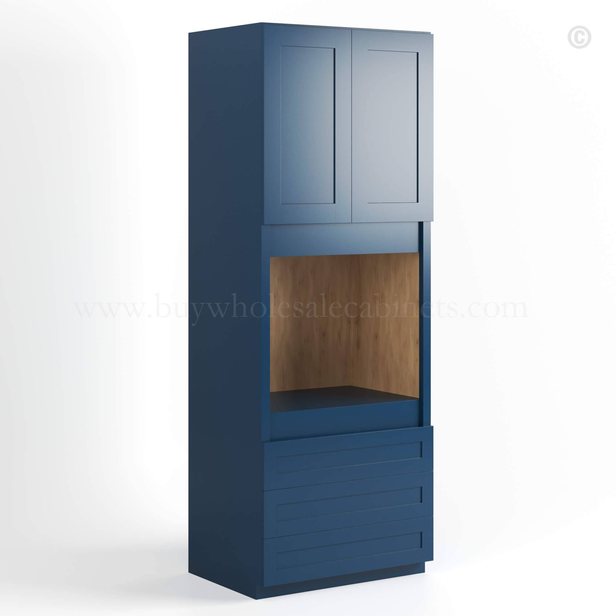 Navy Blue Shaker 30 W Oven Pantry Cabinet