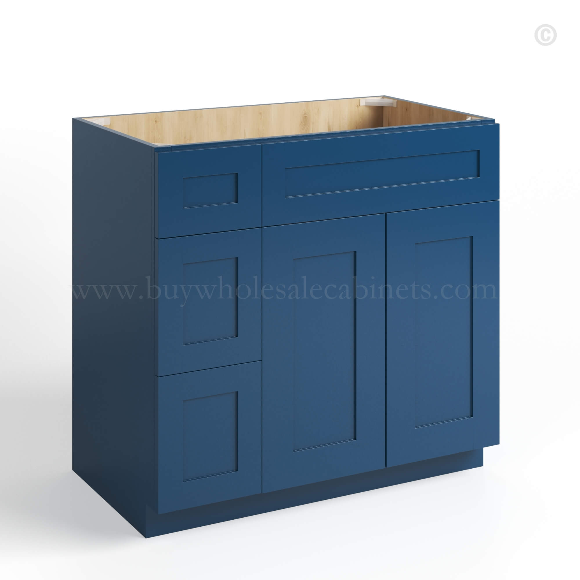 Navy Blue Shaker 36 W Vanity Combo with Drawers