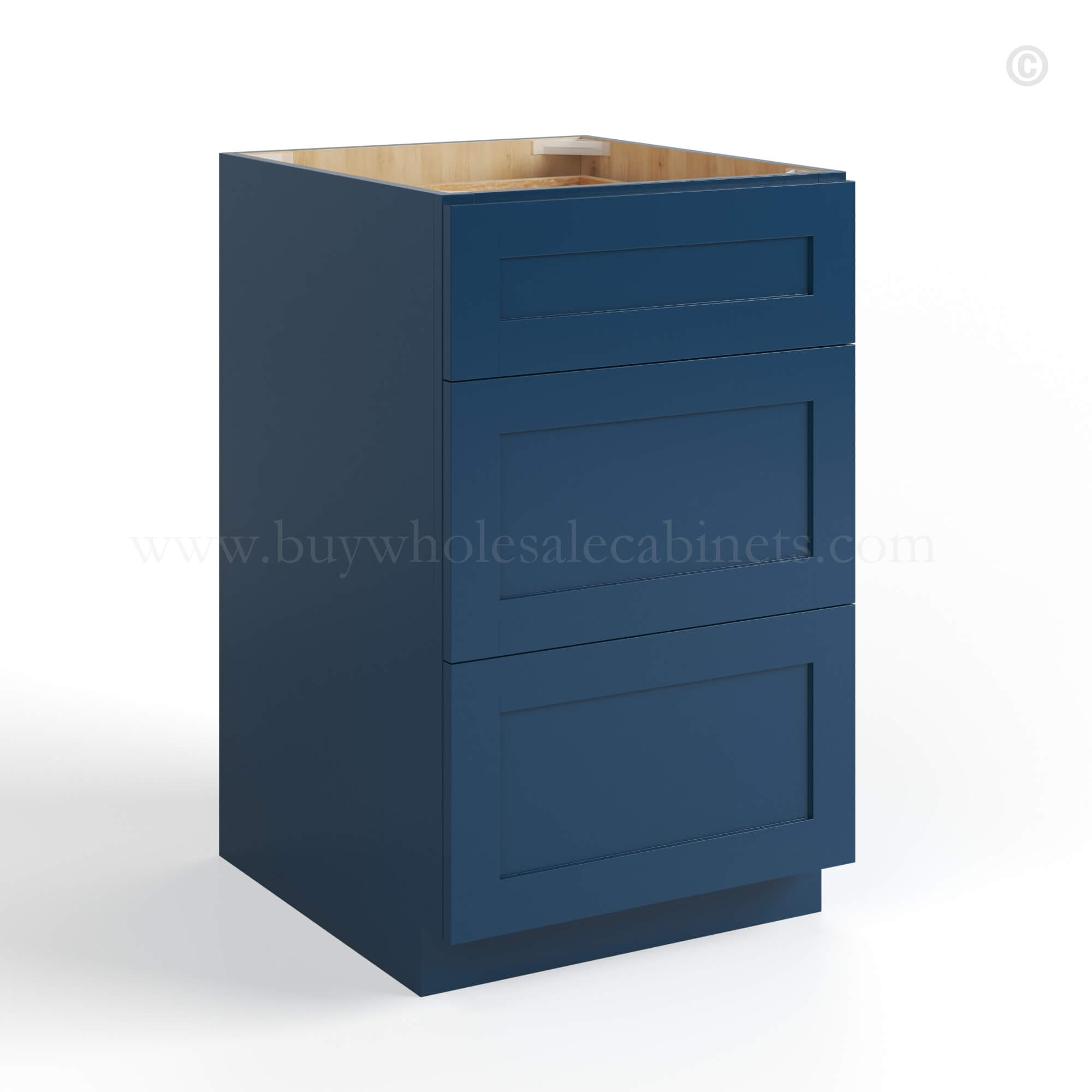 Navy Blue Shaker Three Drawer Base