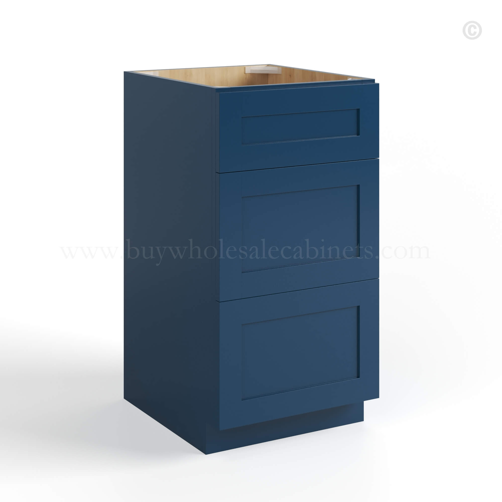 66 closed Navy blue Navy Blue Shaker Vanity Three Drawer Base Cabinet