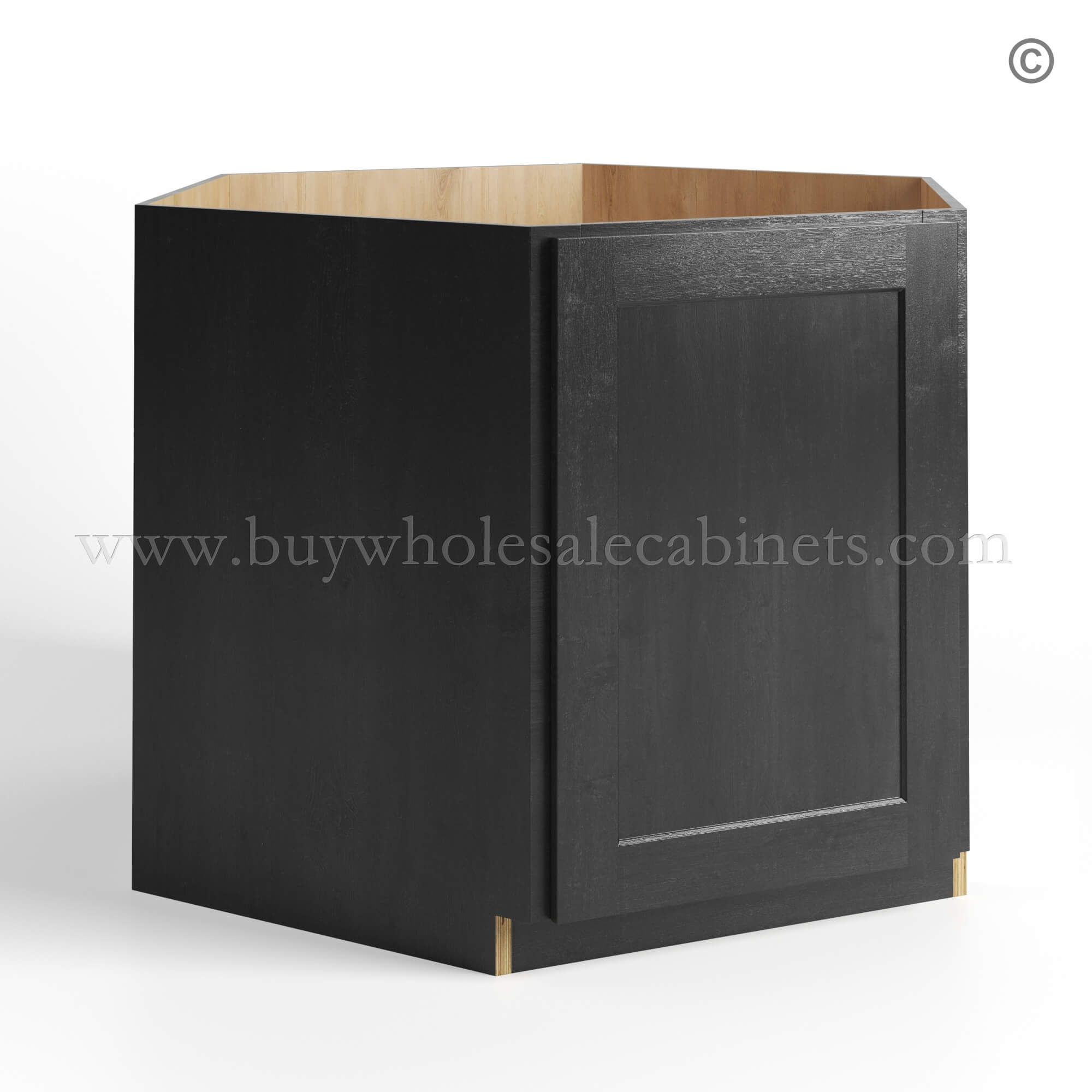 10 charcoal-black-shaker-corner-sink-base-cabinet-with-two-doors-and-two-false-drawers-closed (1) Charcoal Black Shaker Corner Sink Base Cabinet, black kitchen cabainets, rta cabinets
