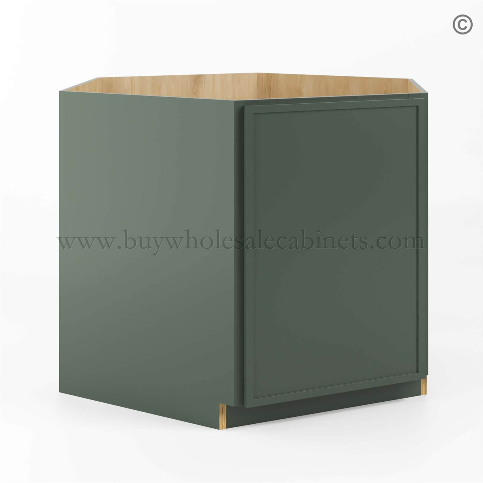 Slim Shaker Green Corner Sink Base Cabinet, gray kitchen cabinets, rta cabinets