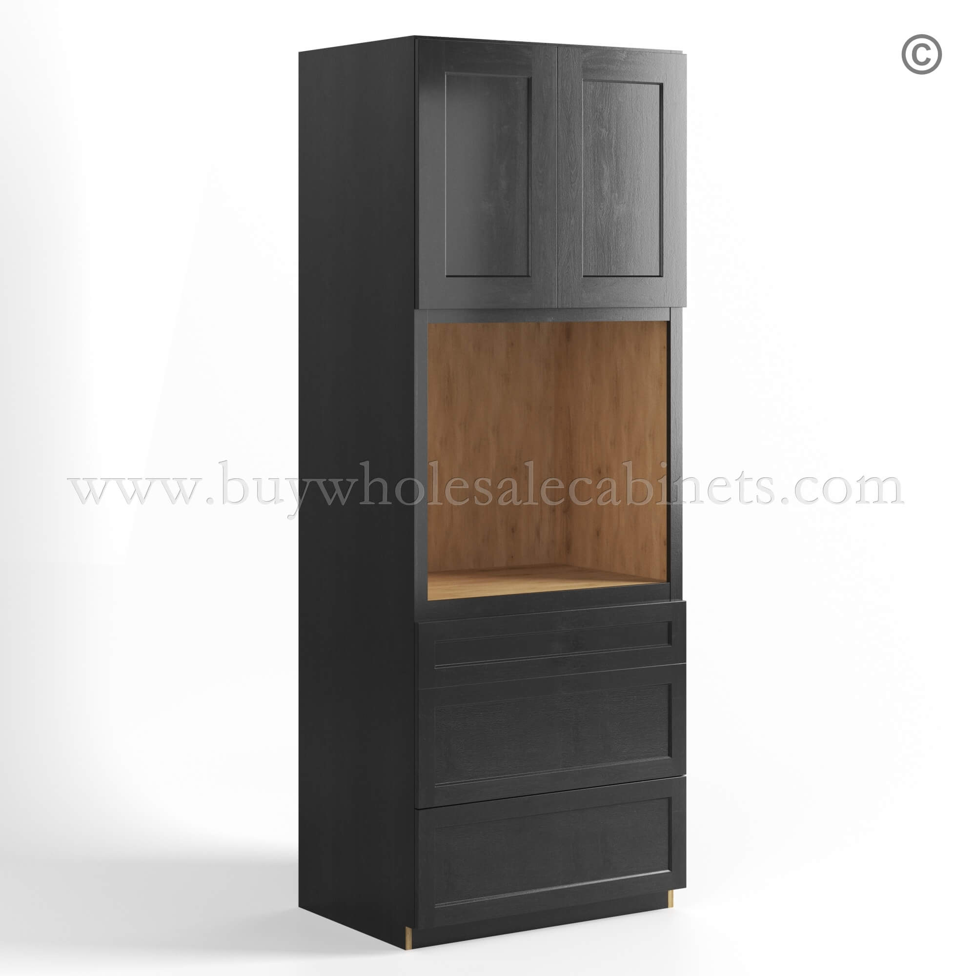 23 charcoal-black-shaker-tall-universal-oven-caninets-with-three-drawers-closed (1) Charcoal Black Shaker Tall Universal Oven Cabinet, rta cabinets, wholesale cabinets