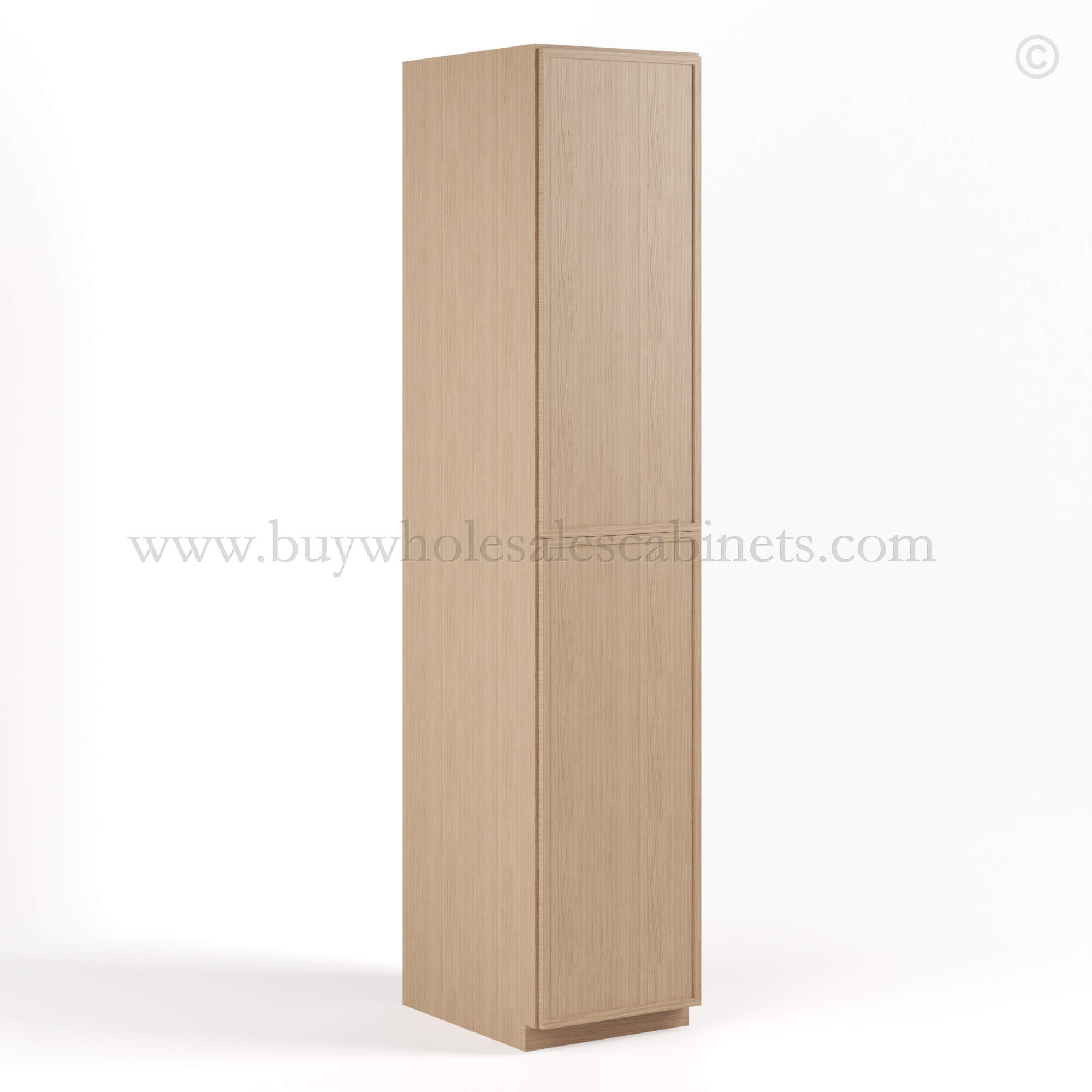 Slim Oak Shaker Tall Pantry Cabinet with 2 Doors, rta cabinets, wholesale cabinets