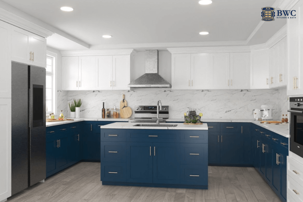 navy blue cabinets, wall white cabinets, rta cabinets, wholesale cabinets