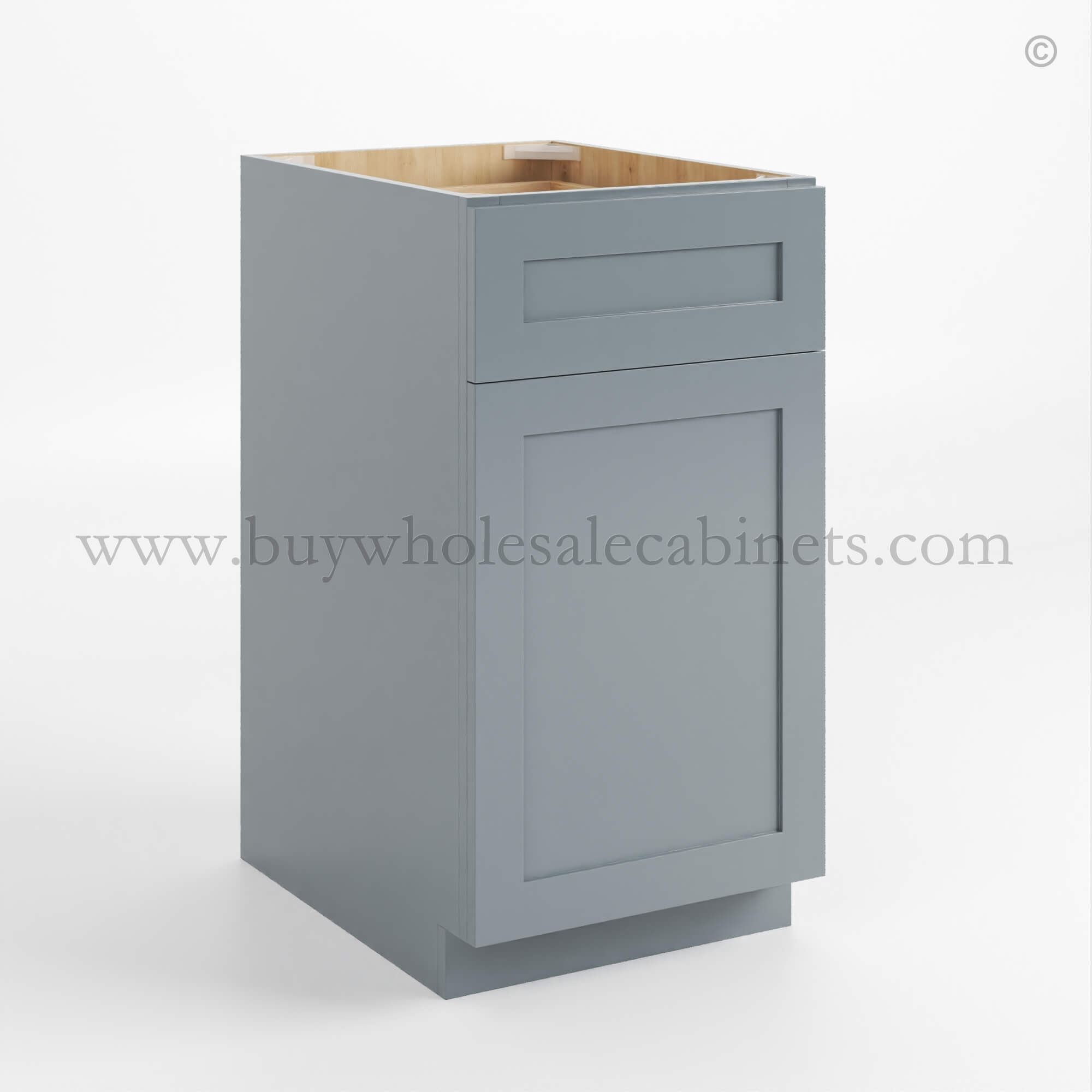 KK closed Shaker Gray Gray Shaker Two Drawer Document File Base Cabinet - Image 1