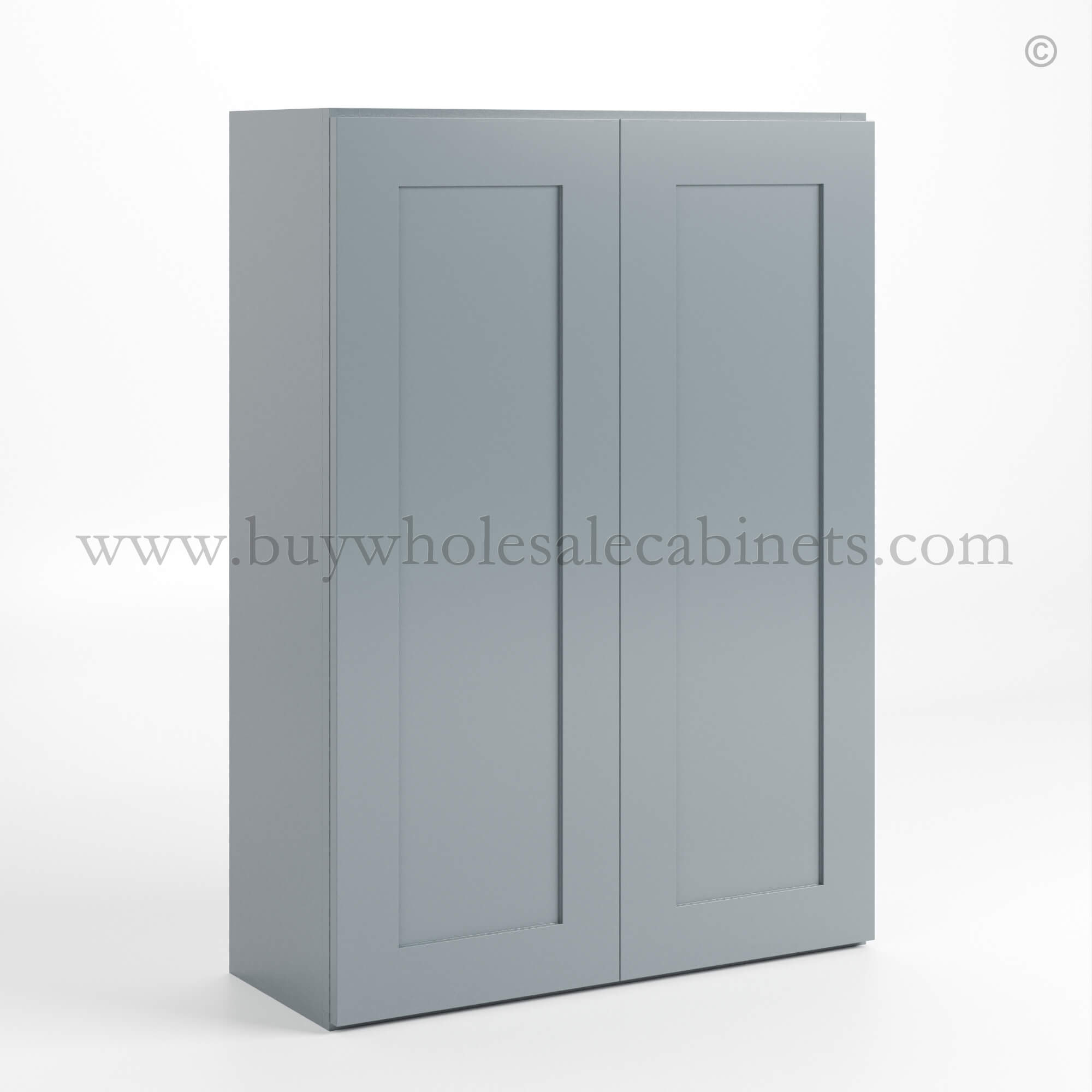 O closed Shaker Gray Gray Shaker 42" H Double Door Wall Cabinet - Image 1