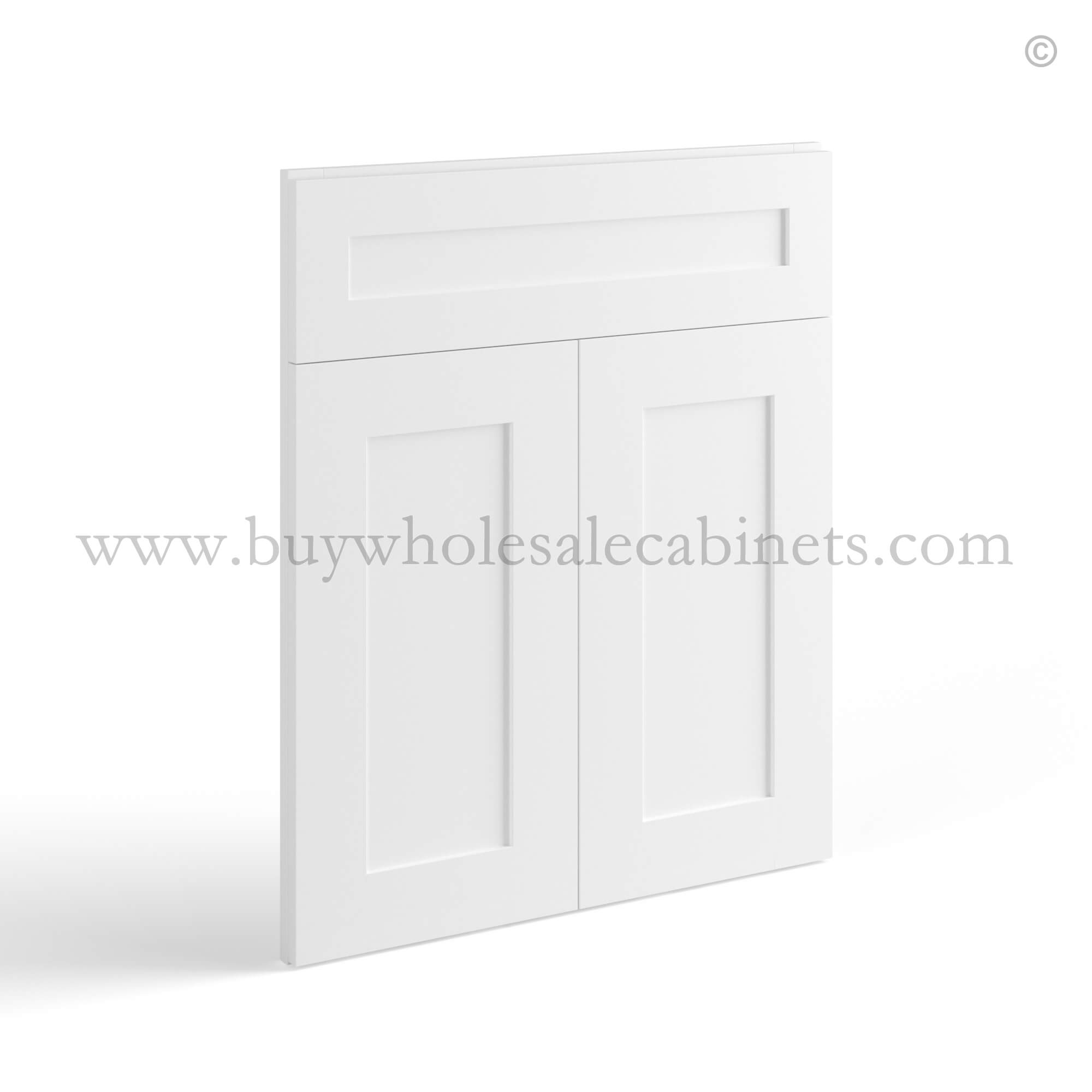QQ closed Shaker White White Shaker Corner Sink Base Front - Image 1