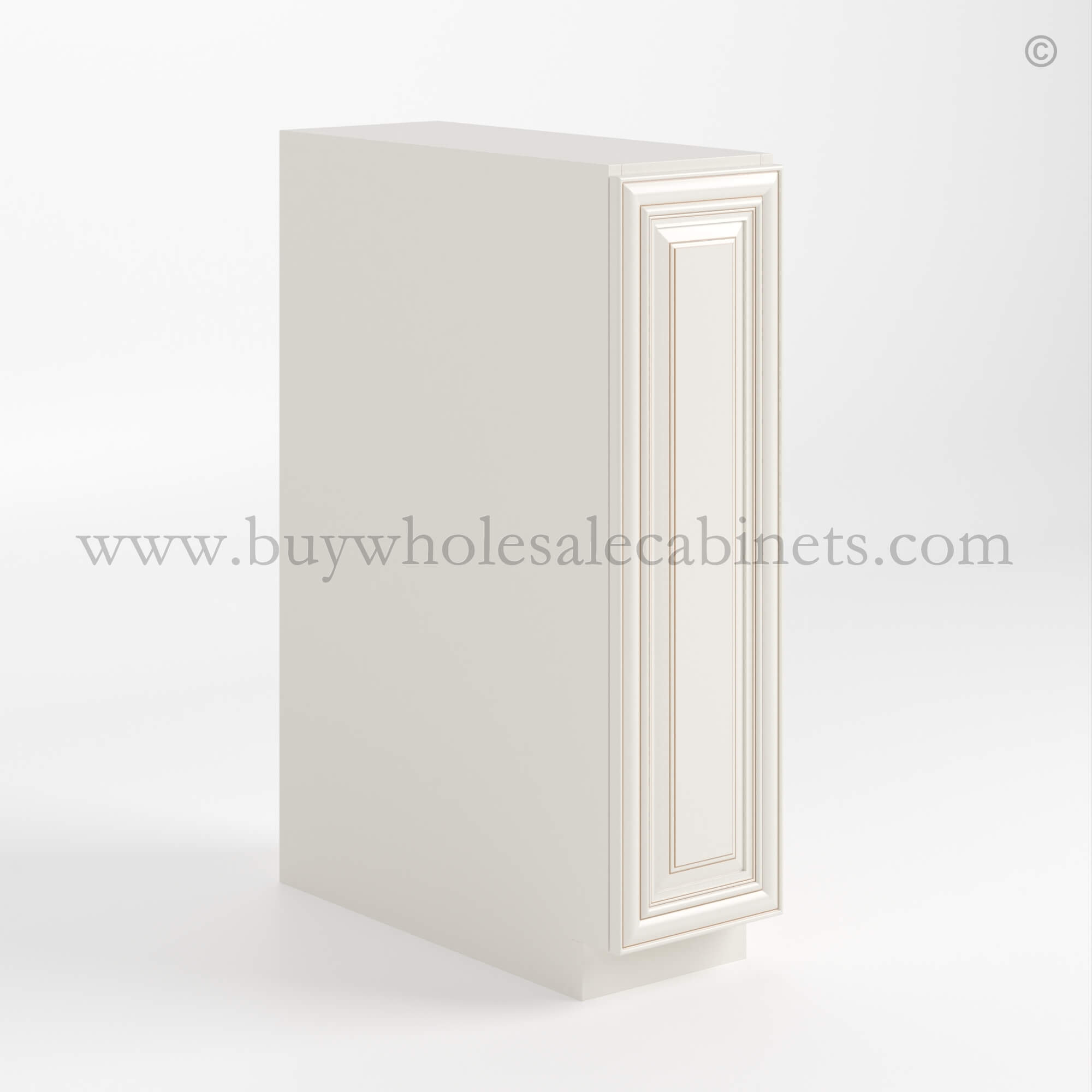Charleston White Raised Panel Spice Pull Base Cabinet