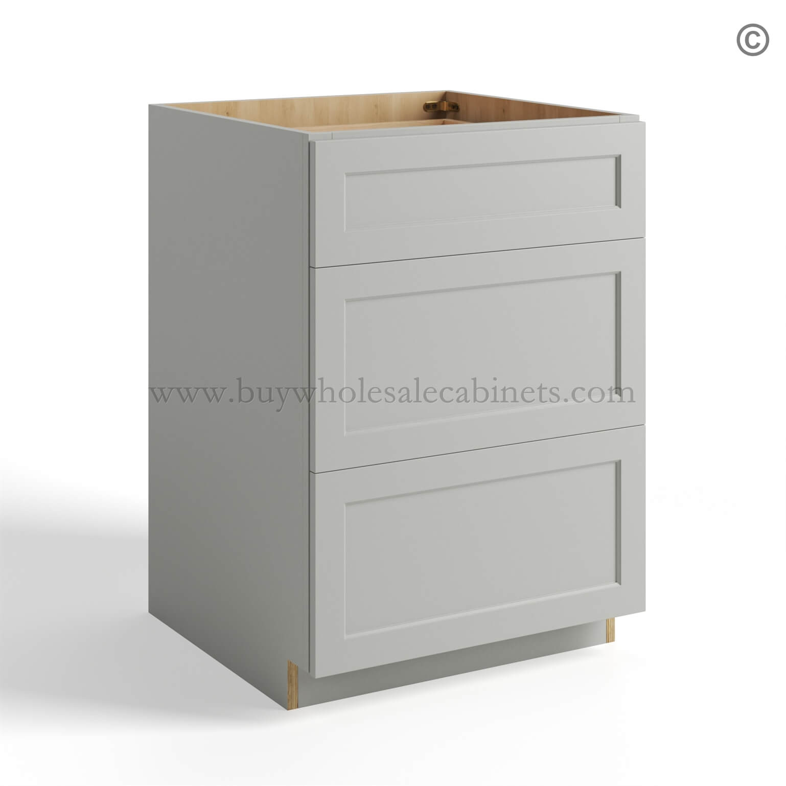 4 dorian-gray-shaker-3-drawer-base-cabinet-with-three-drawers-closed (1) Dorian Gray Shaker Base cabinet with 3 Drawers, gray kitchen cabinets, rta cabinets
