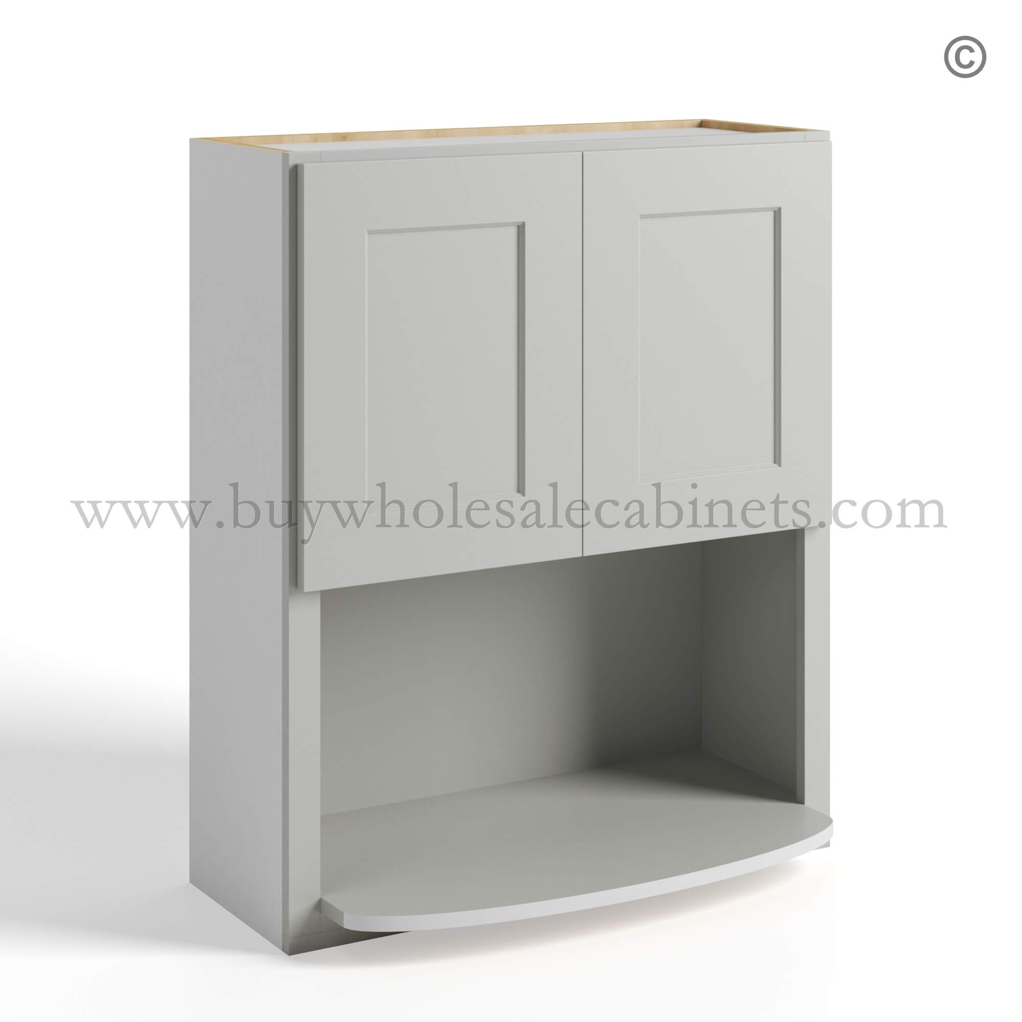 43 dorian-gray-shaker-wall-microwave-cabinet-with-two-doors-closed (1) Dorian Gray Shaker Wall Microwave Cabinet, rta cabinets, wholesale cabinets