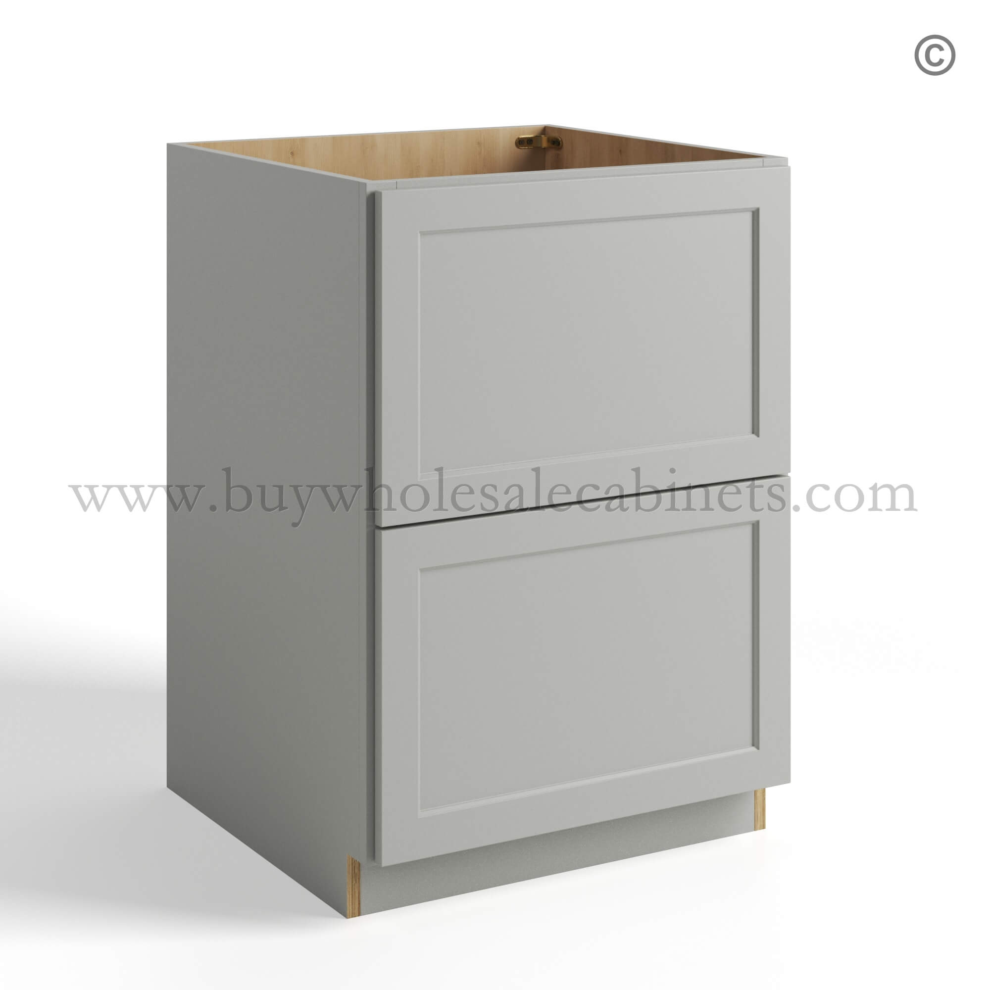 Dorian Gray Shaker Base Cabinet with 2 Drawers, rta cabinets, wholesale cabinets