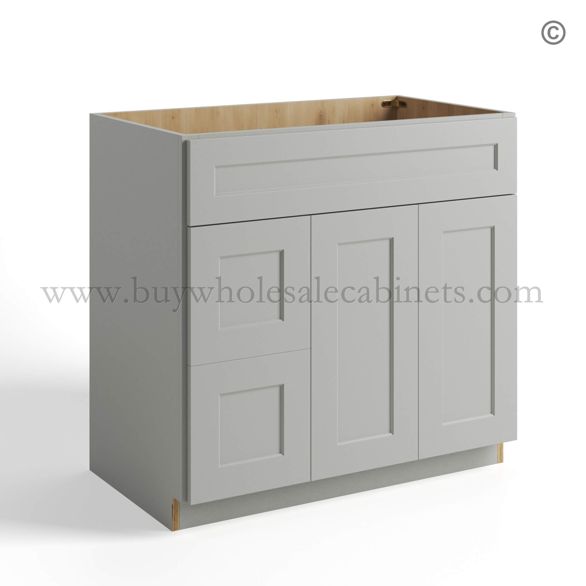 Dorian Gray Shaker Vanity Sink Base Combo 30W, dorian gray cabinets, rta cabinets, wholesale cabinets
