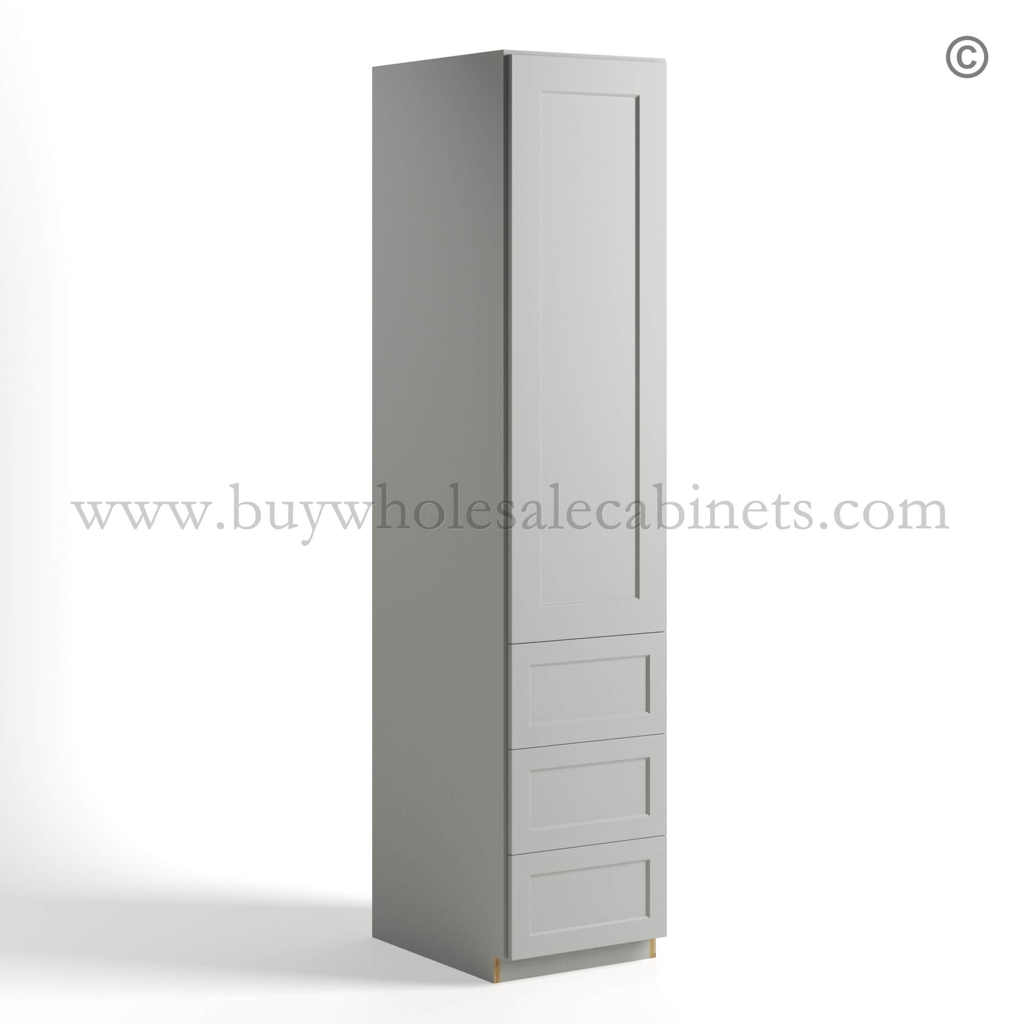 66 dorian-gray-shaker-vanity-linen-cabinet-with-three-drawer-and-single-door-closed Dorian Gray Shaker Vanity Linen Cabinet, dorian gray cabinets, rta cabinets, wholesale cabinets