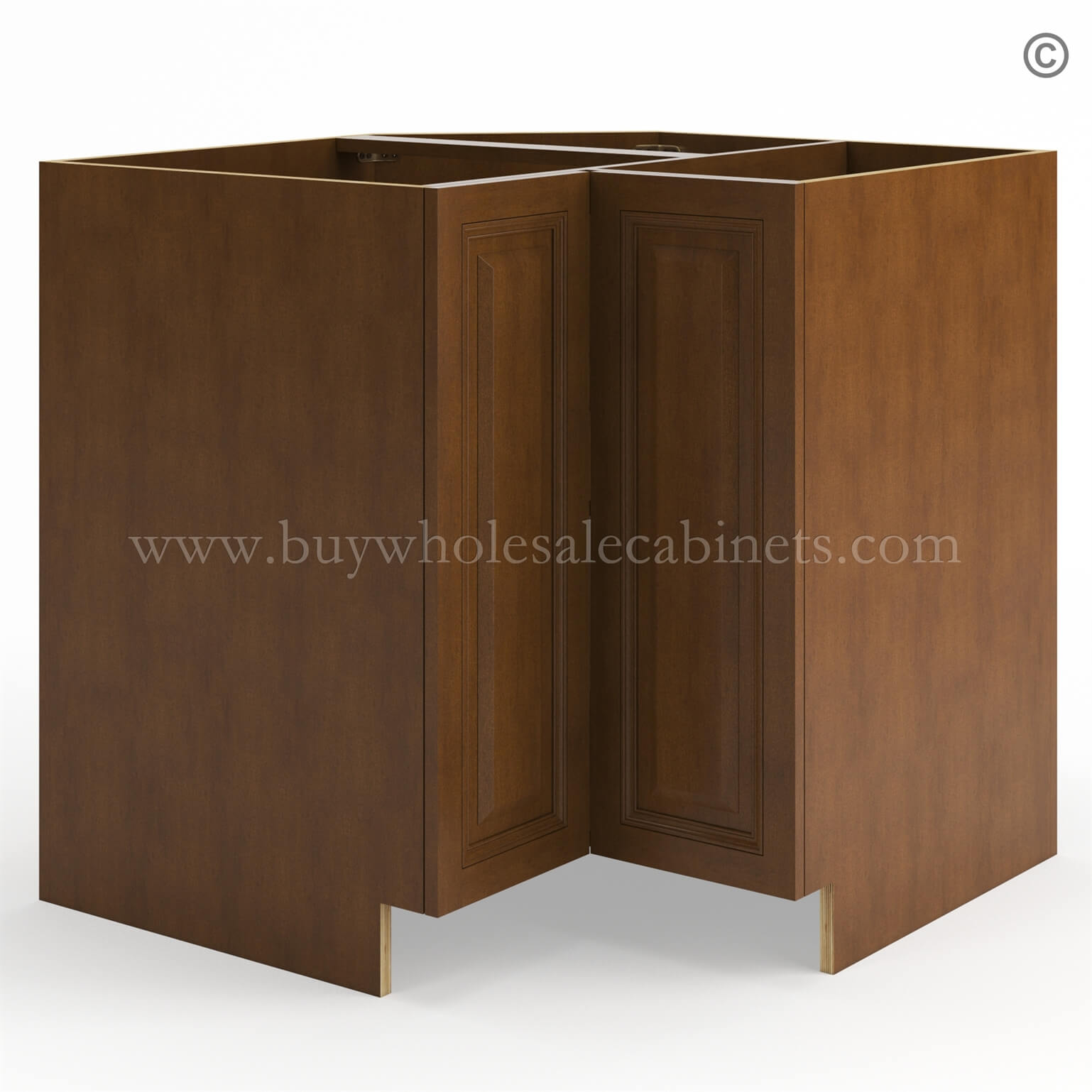 Frameless Classic Chestnut Base Cabinet With Metal Lazy Susan