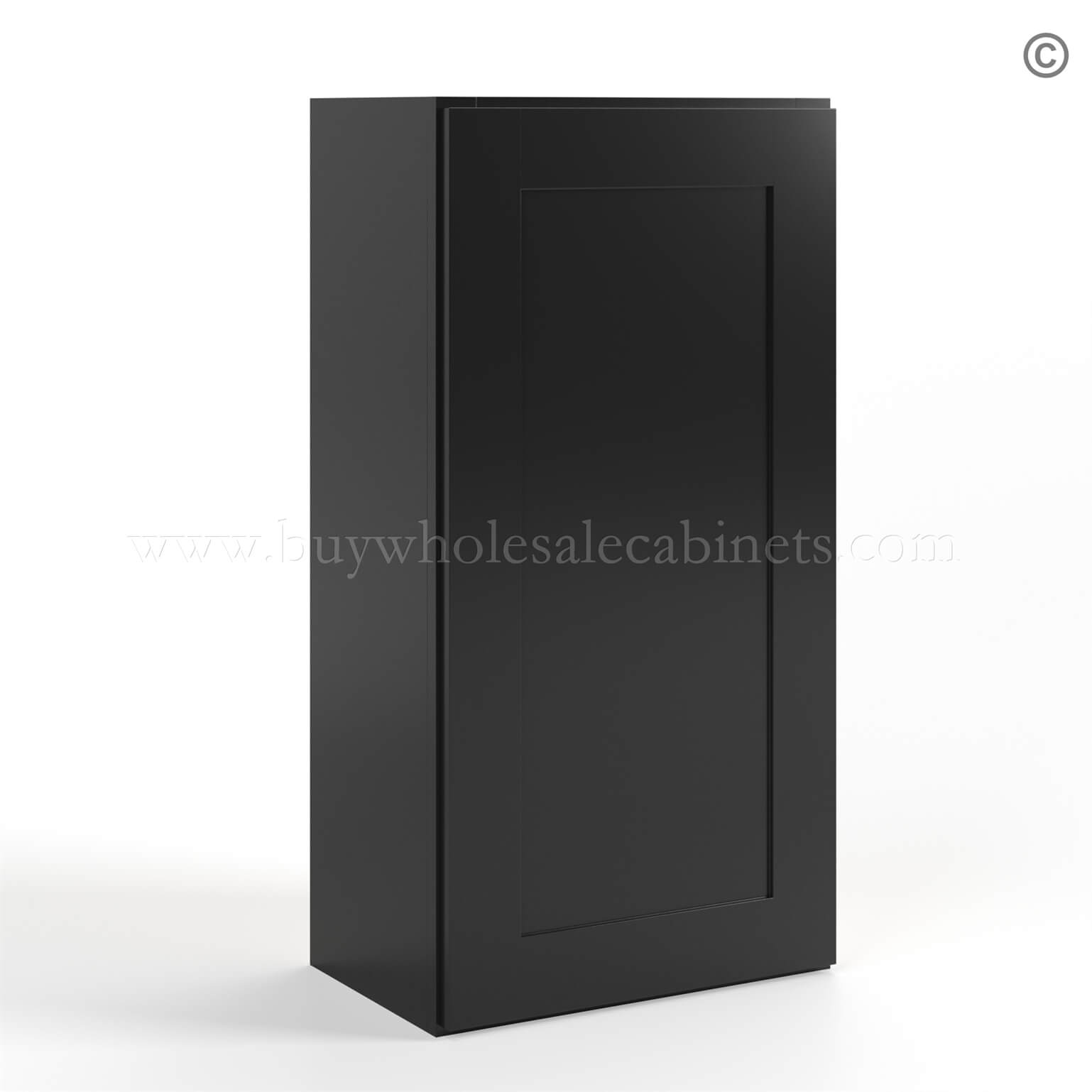 black Shaker 36 H Single Door Wall Cabinet