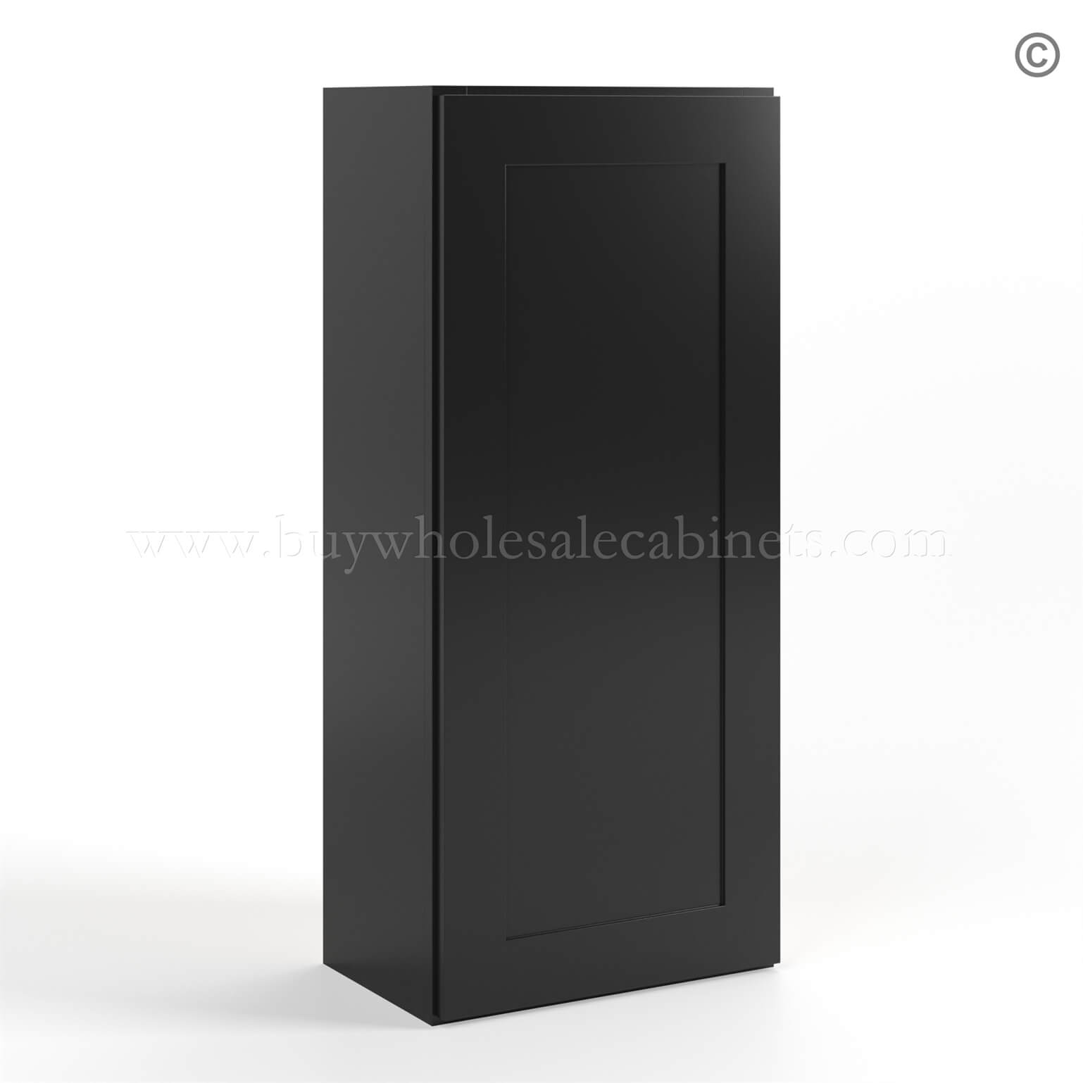 black Shaker 42 H Single Door Wall Cabinet