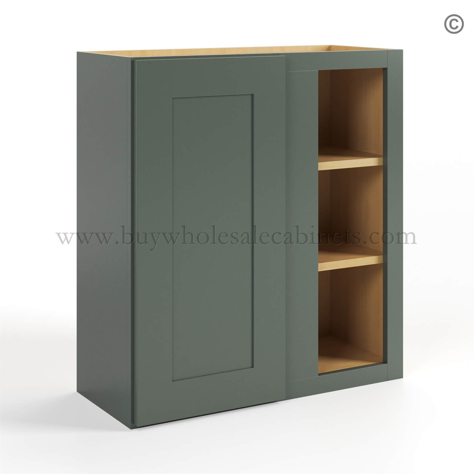 25-green-shaker-wall-blind-corner-cabinet-30h-closed-finish-side Green Shaker 30 H Wall Blind Cabinet, rta cabinets