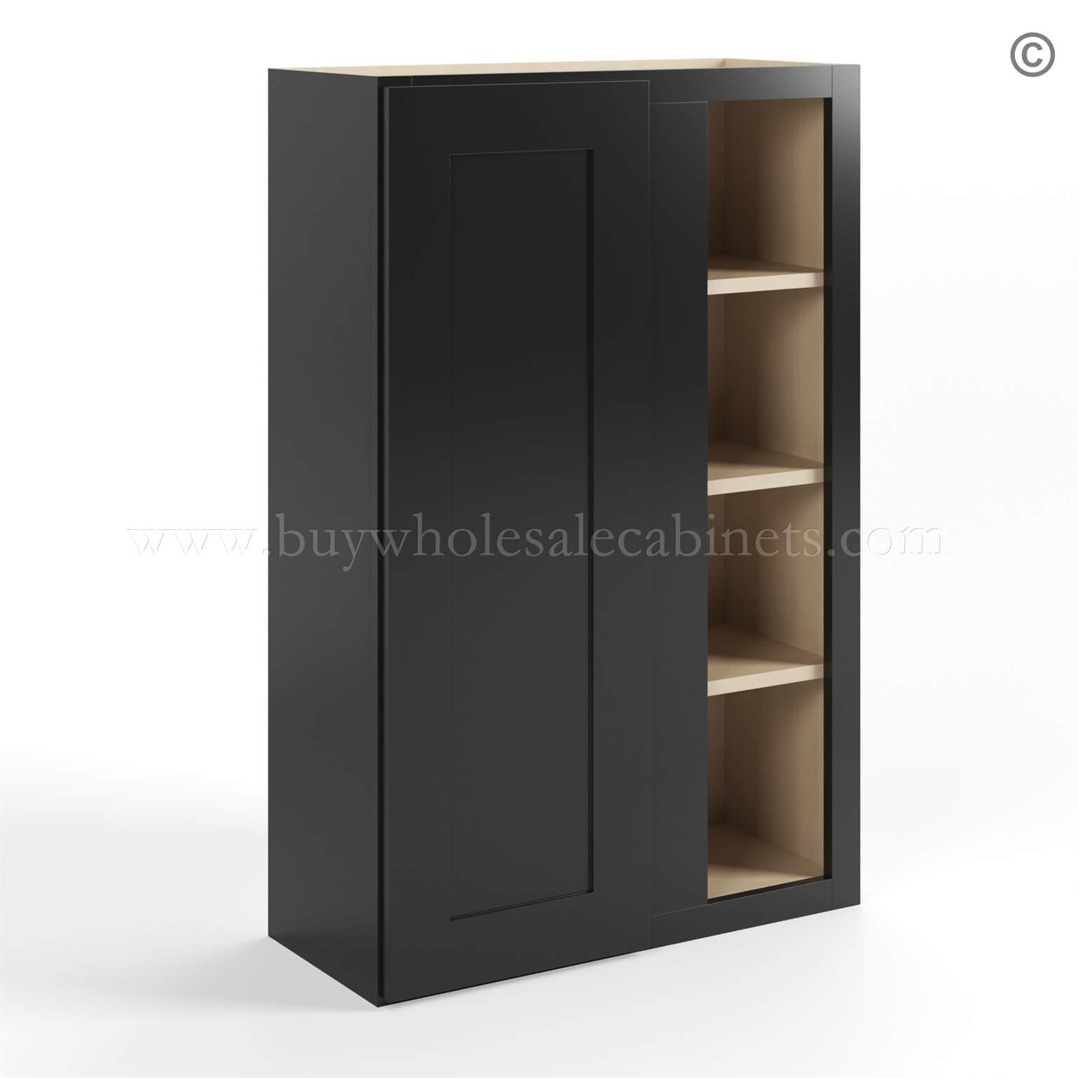 black Shaker 42 H Wall Blind Cabinet