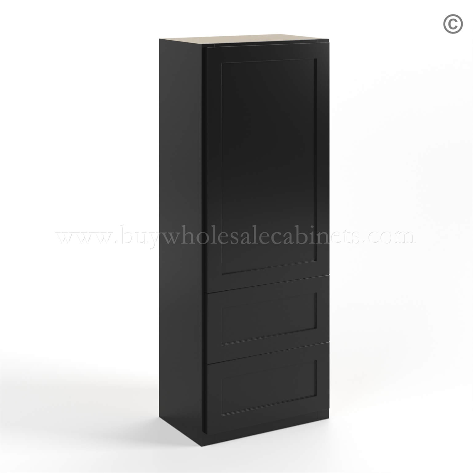 black Shaker 18W Wall With Drawer Cabinet