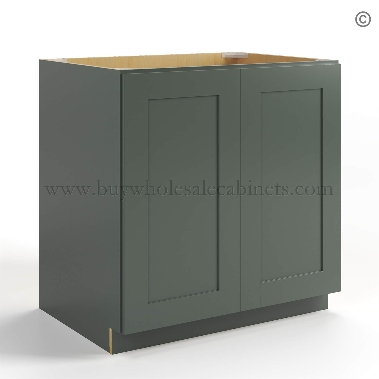 Green Shaker Base Cabinet - Full Height 2 Doors