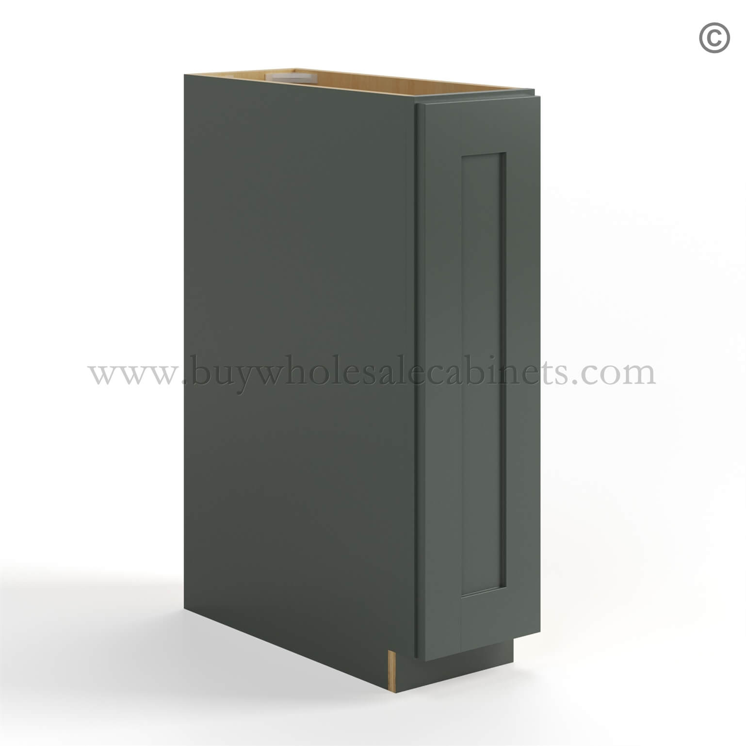 65-green-shaker-spice-bull-case-cabinet-closed-finish-side Green Shaker Spice Pull Base Cabinet, rta cabinets