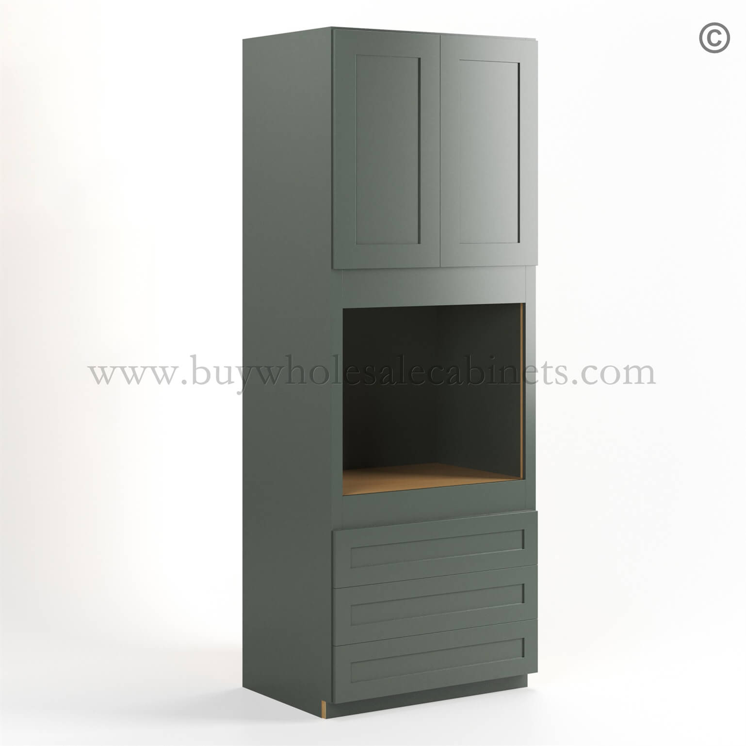 Green Shaker 33 W Oven Pantry Cabinet, rta cabinets