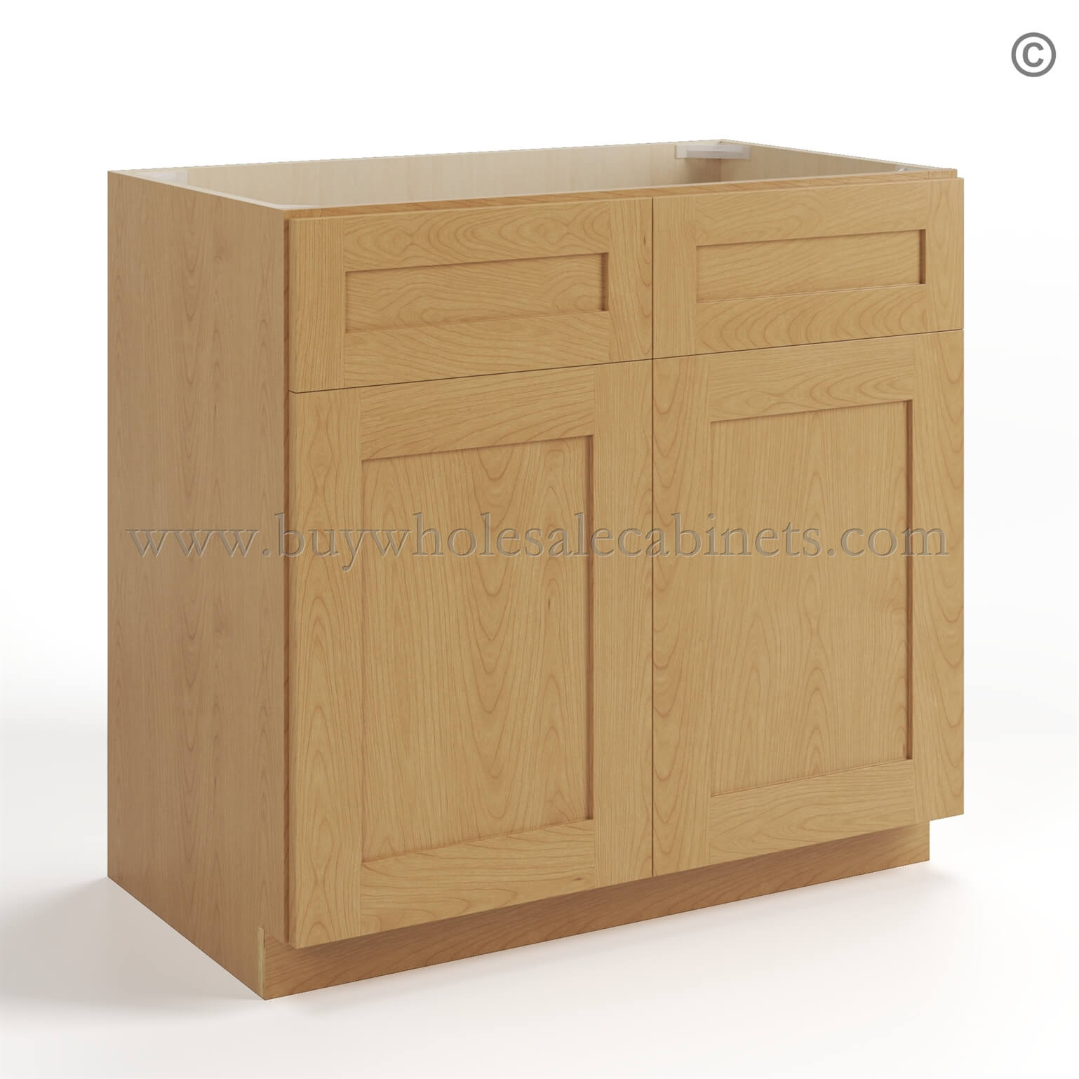 74-treasure-chest-vanity-sink-base-with-two-dummy-drawer-closed-finish-side Treasure Chest Shaker Double Vanity Sink Base Cabinet, vanity cabinets