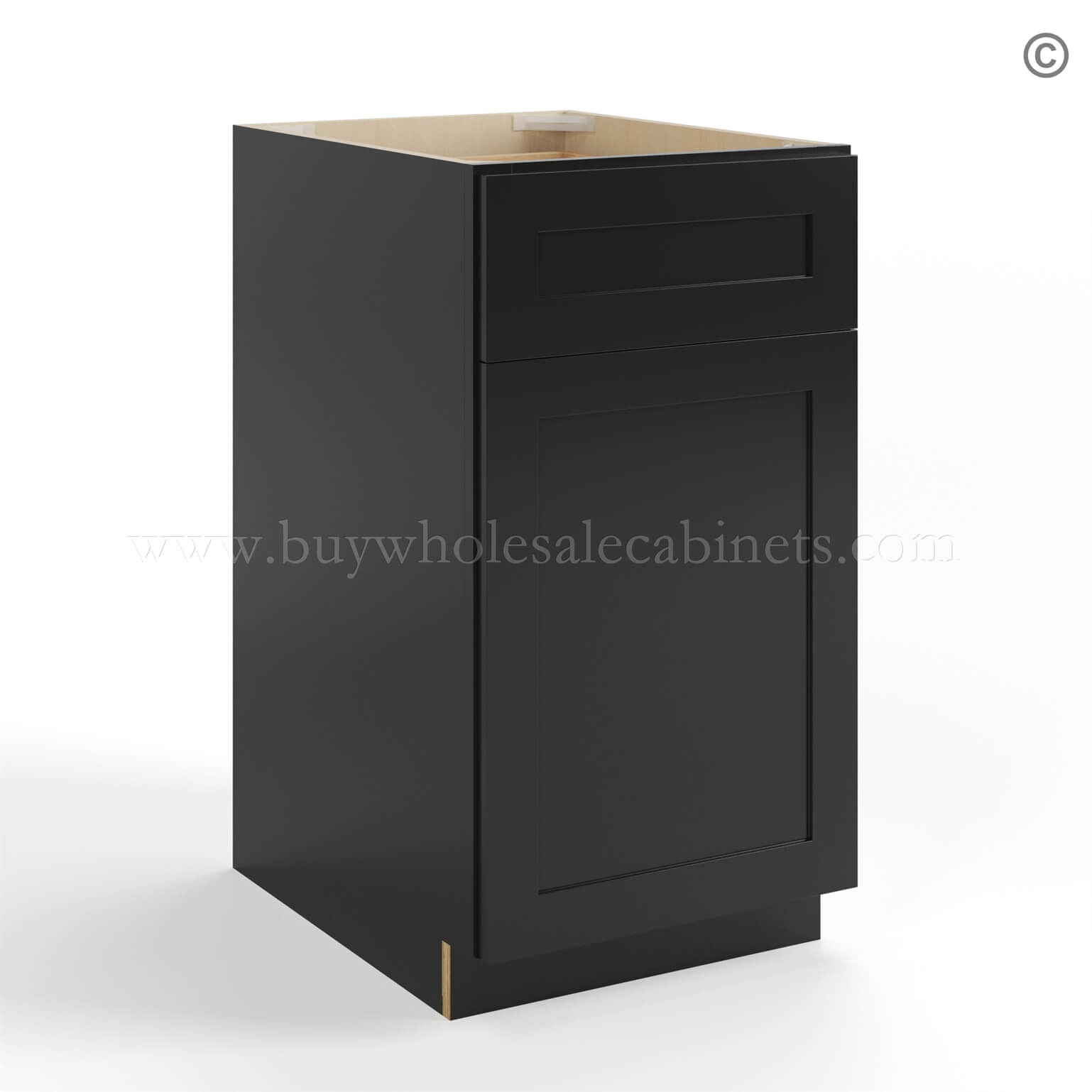 Black Shaker Trash Base Cabinet