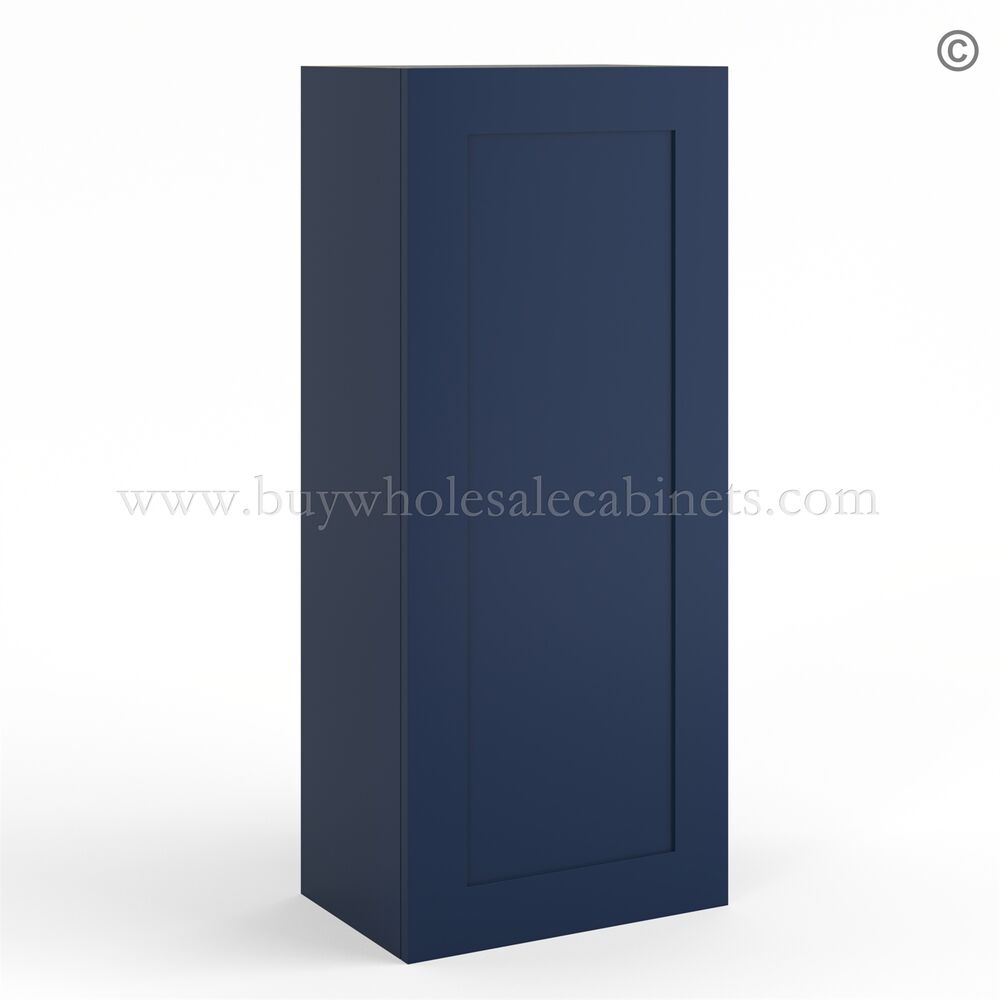 18-imperial-blue-42”-high-one-door-wall-cabinet-closed Frameless Oxford Blue 42" Tall Wall Cabinet - 1 Door 3 Shelves - Image 1