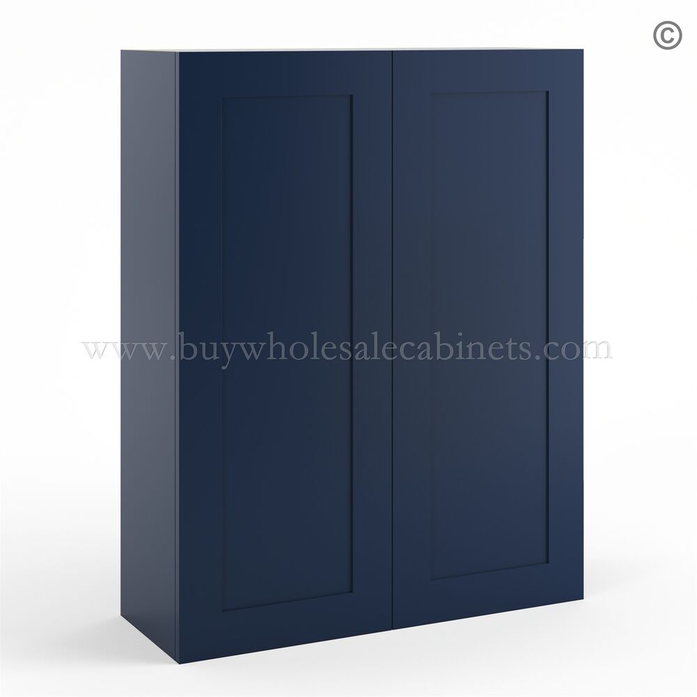 21-imperial-blue-42”-high-two-doors-wall-cabinet-closed Frameless Oxford Blue 42" Tall Wall Cabinet - 2 Doors 3 Shelves - Image 1