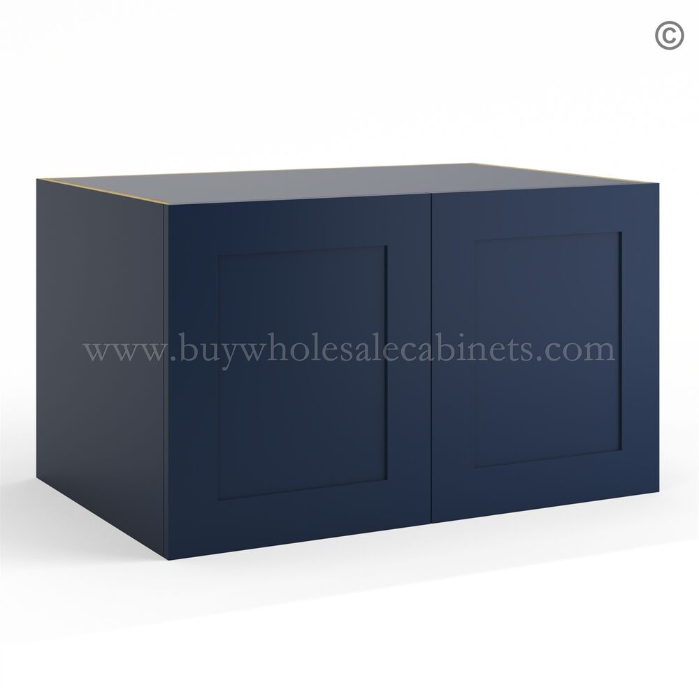 24-imperial-blue-24”-deep-wall-cabinets-closed Frameless Oxford Blue 24" Deep Wall Cabinet - 2 Doors No Shelf - Image 1