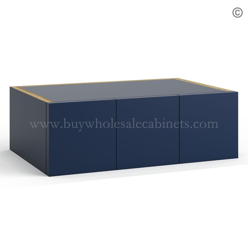 48-imperial-blue-small-drawer-wall-cabinet-three-drawers--closed Frameless Oxford Blue Wall Small Drawers - 3 Drawers - Image 1